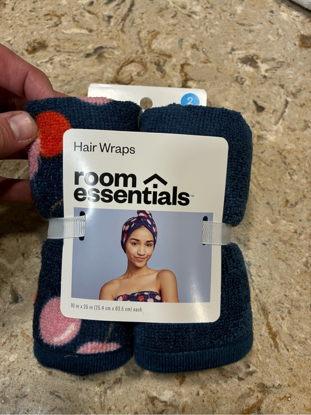 Target Hair Wraps - Navy with Pink & Orange Dots